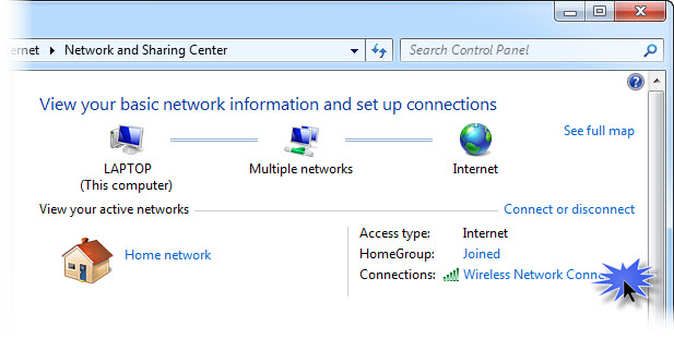 Windows 7 Open the Internet Connection Settings